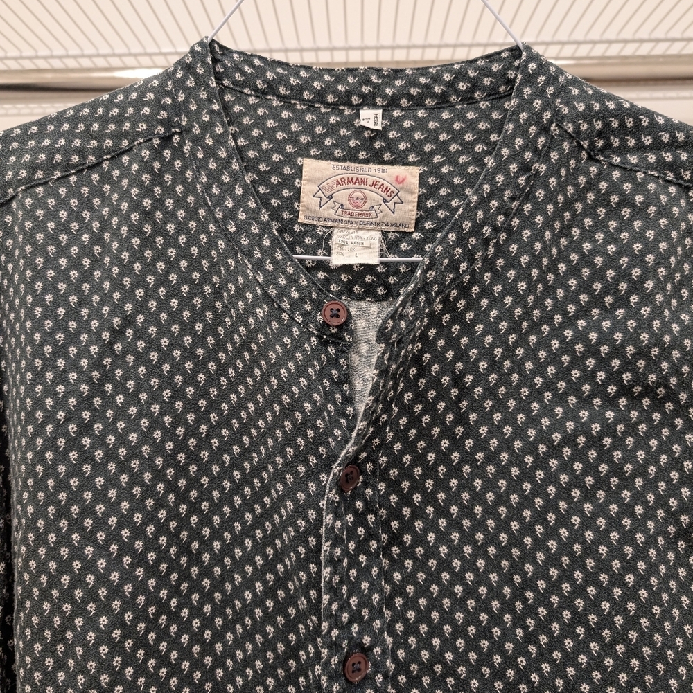 Armani Jeans DG Collarless Button Down Shirt